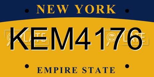 KEM4176 New York License Plate