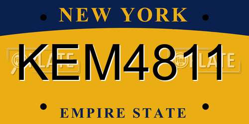 KEM4811 New York License Plate