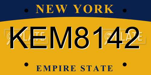KEM8142 New York License Plate