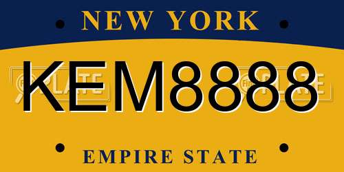 KEM8888 New York License Plate