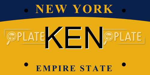 KEN New York License Plate