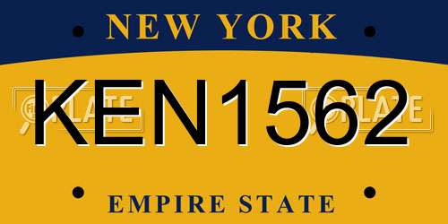 KEN1562 New York License Plate