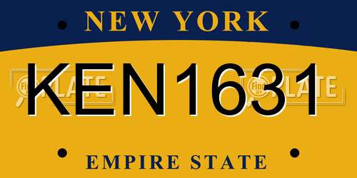 KEN1631 New York License Plate