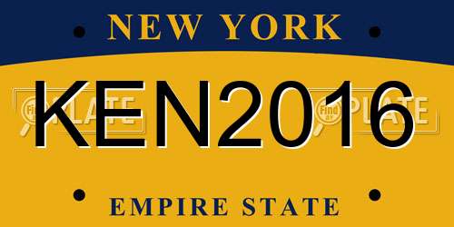 KEN2016 New York License Plate