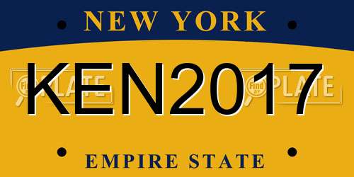 KEN2017 New York License Plate