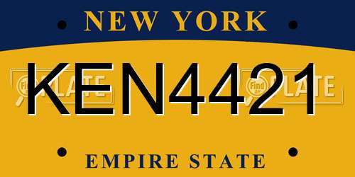 KEN4421 New York License Plate