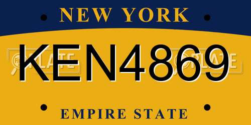 KEN4869 New York License Plate