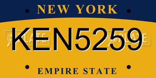 KEN5259 New York License Plate
