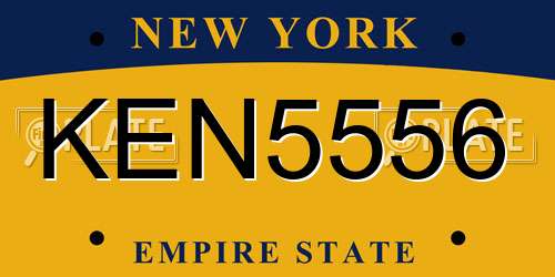 KEN5556 New York License Plate