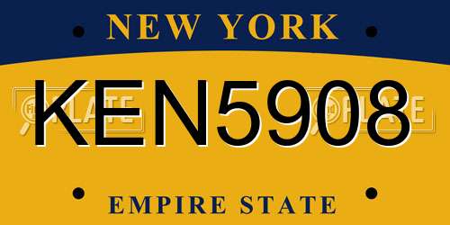 KEN5908 New York License Plate