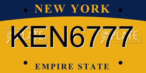 KEN6777 New York License Plate