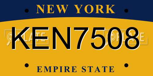 KEN7508 New York License Plate