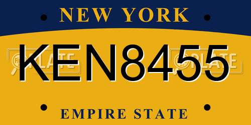 KEN8455 New York License Plate