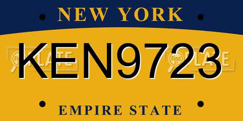 KEN9723 New York License Plate
