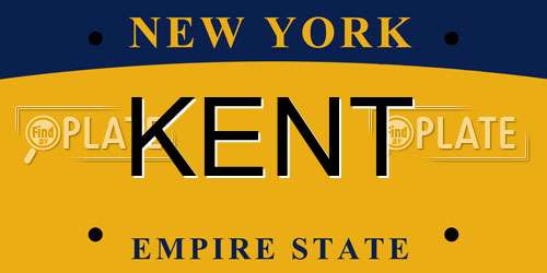 KENT New York License Plate