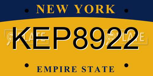 KEP8922 New York License Plate