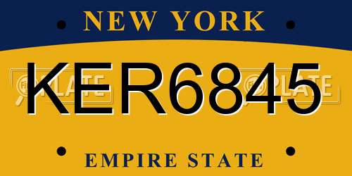 KER6845 New York License Plate