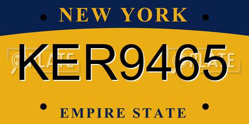 KER9465 New York License Plate