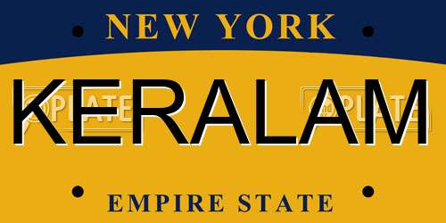 KERALAM New York License Plate