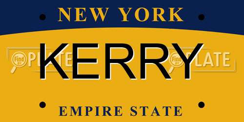 KERRY New York License Plate