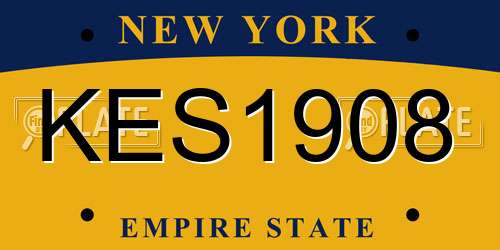KES1908 New York License Plate