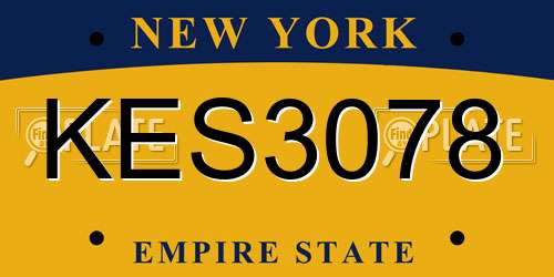 KES3078 New York License Plate