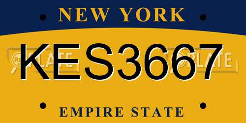 KES3667 New York License Plate