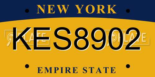 KES8902 New York License Plate