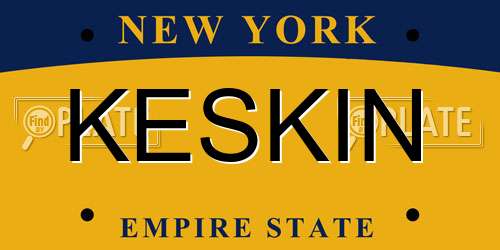 KESKIN New York License Plate