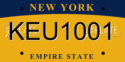 KEU1001 New York License Plate