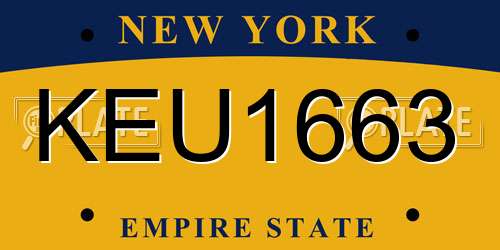 KEU1663 New York License Plate