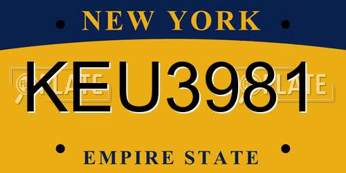 KEU3981 New York License Plate