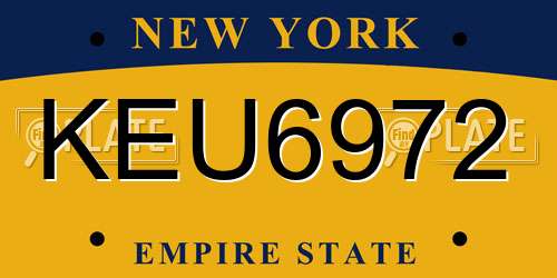 KEU6972 New York License Plate