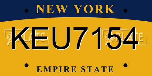KEU7154 New York License Plate