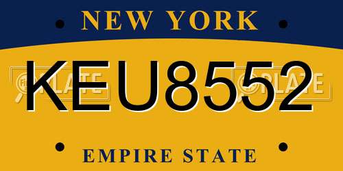 KEU8552 New York License Plate