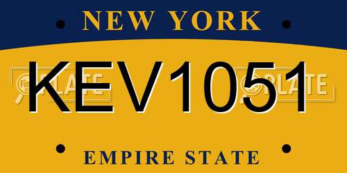 KEV1051 New York License Plate