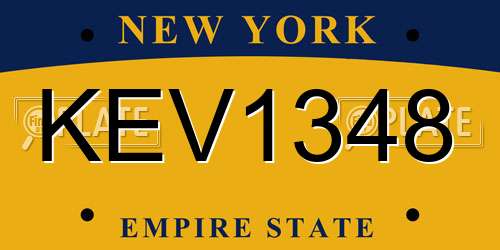 KEV1348 New York License Plate