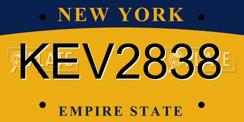 KEV2838 New York License Plate