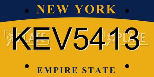 KEV5413 New York License Plate