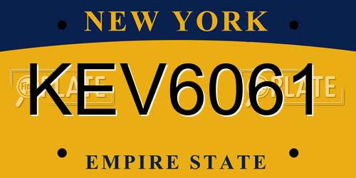 KEV6061 New York License Plate