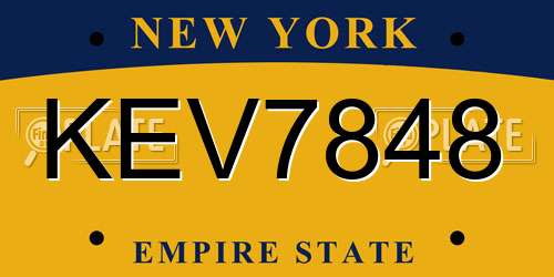 KEV7848 New York License Plate