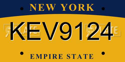 KEV9124 New York License Plate