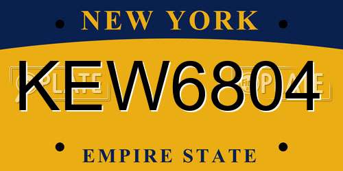 KEW6804 New York License Plate