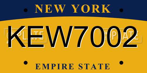 KEW7002 New York License Plate