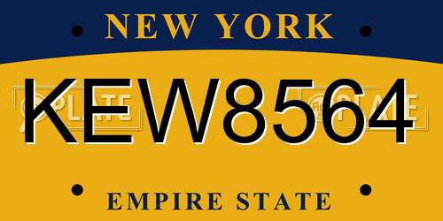 KEW8564 New York License Plate