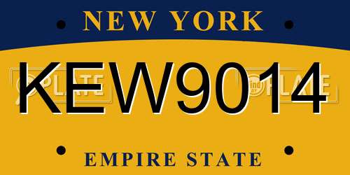 KEW9014 New York License Plate