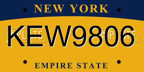 KEW9806 New York License Plate