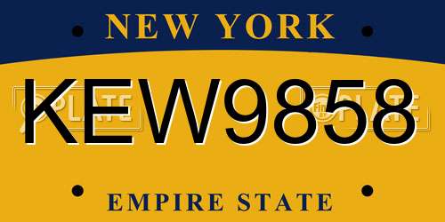 KEW9858 New York License Plate