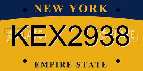 KEX2938 New York License Plate