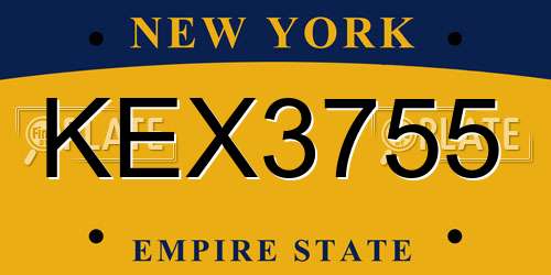 KEX3755 New York License Plate